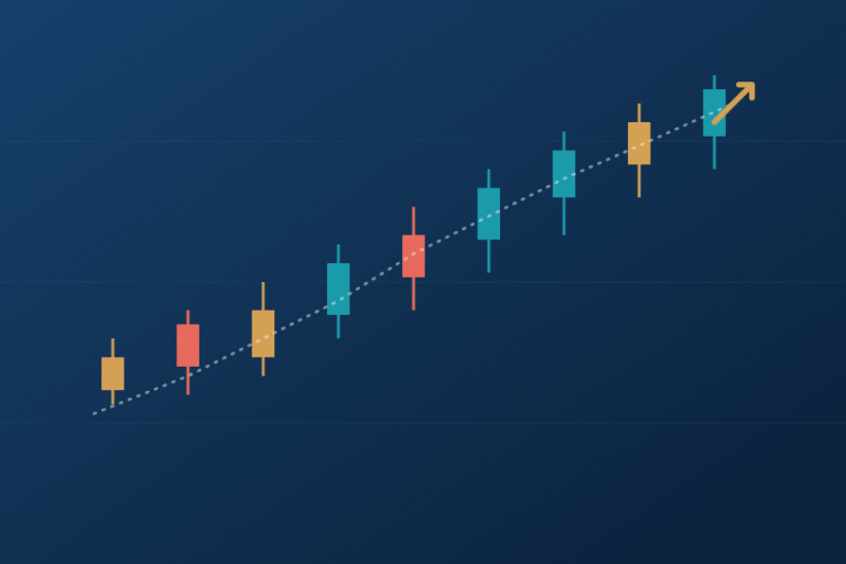 Ilustração de gráfico de candlestick com tendência de alta